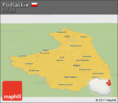 Savanna Style Panoramic Map of Podlaskie, single color outside