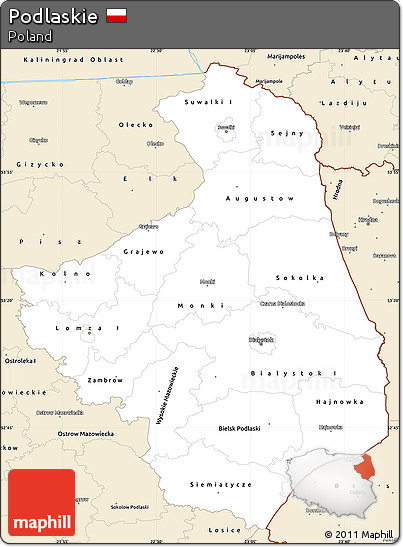 Classic Style Simple Map of Podlaskie