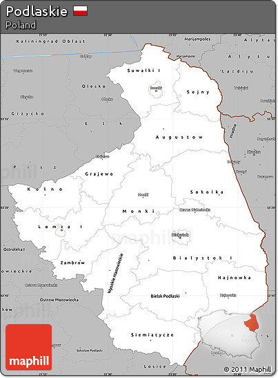 Gray Simple Map of Podlaskie