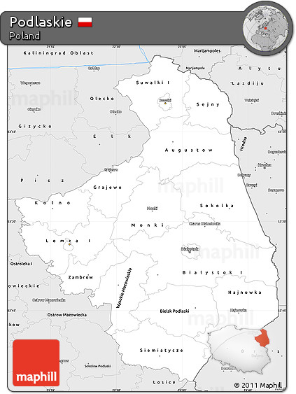 Silver Style Simple Map of Podlaskie