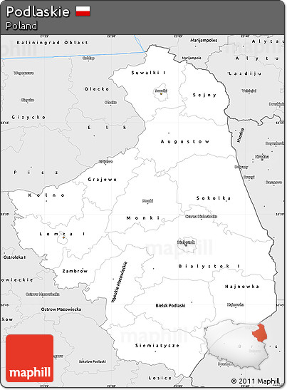 Silver Style Simple Map of Podlaskie