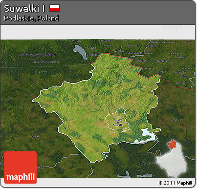 Satellite 3D Map of Suwalki I, darken