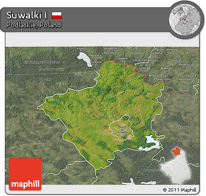Satellite 3D Map of Suwalki I, semi-desaturated