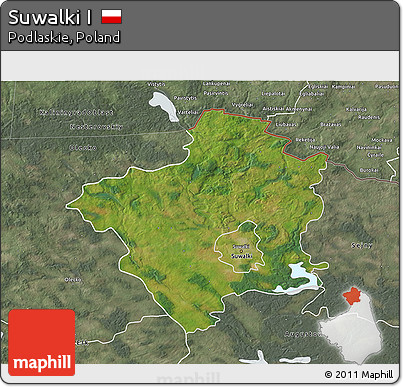 Satellite 3D Map of Suwalki I, semi-desaturated