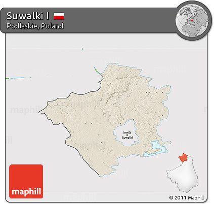 Shaded Relief 3D Map of Suwalki I, single color outside