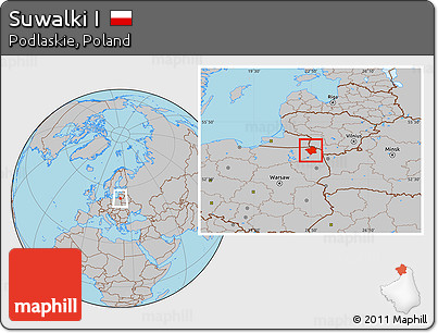 Gray Location Map of Suwalki I