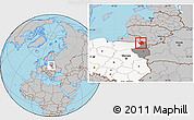 Gray Location Map of Suwalki I, highlighted country, highlighted parent region