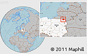 Gray Location Map of Suwalki I, highlighted country, hill shading