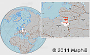 Gray Location Map of Suwalki I, highlighted parent region, hill shading