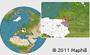 Satellite Location Map of Suwalki I, highlighted country, highlighted parent region