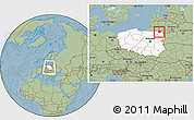 Savanna Style Location Map of Suwalki I, highlighted country, within the entire country, hill shading