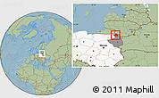 Savanna Style Location Map of Suwalki I, highlighted country, highlighted parent region, hill shading