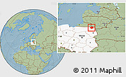 Savanna Style Location Map of Suwalki I, highlighted country, hill shading