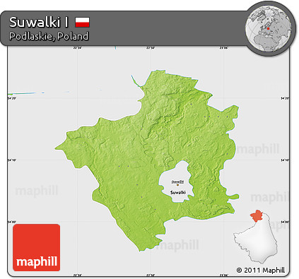 Physical Map of Suwalki I, single color outside