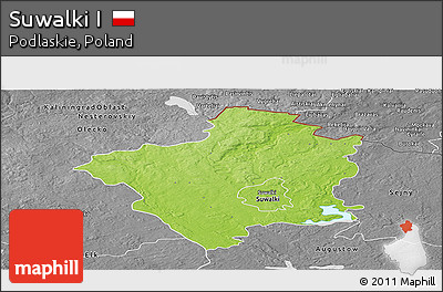 Physical Panoramic Map of Suwalki I, desaturated