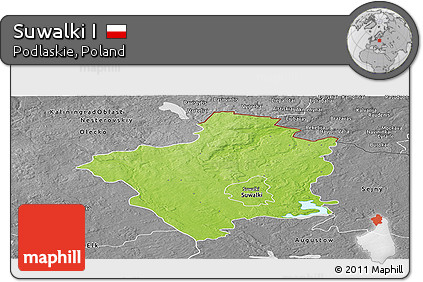 Physical Panoramic Map of Suwalki I, desaturated