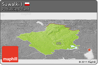 Physical Panoramic Map of Suwalki I, desaturated