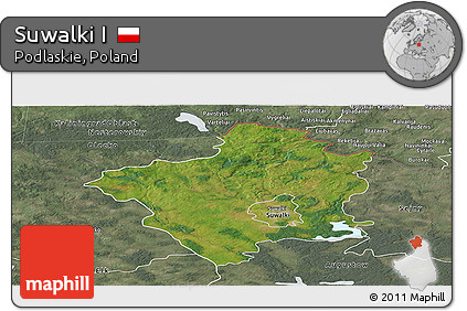Satellite Panoramic Map of Suwalki I, semi-desaturated