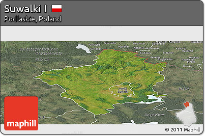 Satellite Panoramic Map of Suwalki I, semi-desaturated
