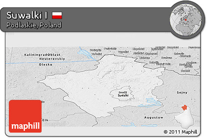 Silver Style Panoramic Map of Suwalki I