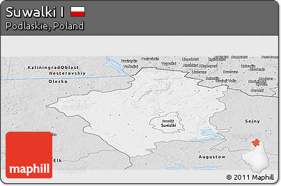 Silver Style Panoramic Map of Suwalki I