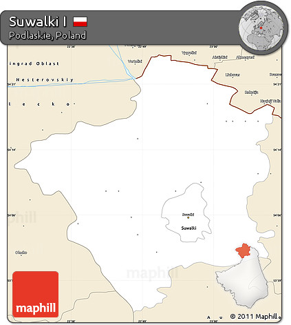 Classic Style Simple Map of Suwalki I