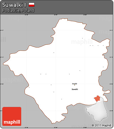 Gray Simple Map of Suwalki I, cropped outside