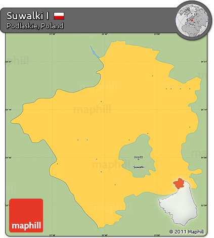 Savanna Style Simple Map of Suwalki I, single color outside