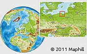 Physical Location Map of Gdansk, within the entire country