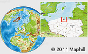 Physical Location Map of Gdansk, highlighted country