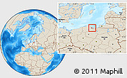 Shaded Relief Location Map of Gdansk