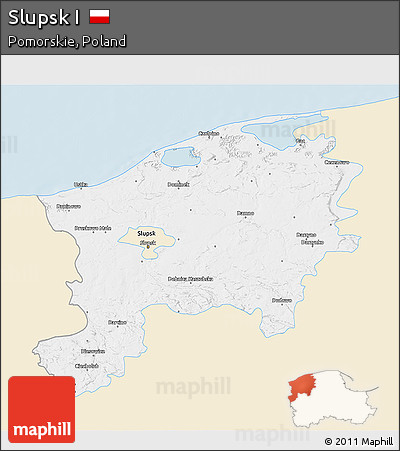 Classic Style 3D Map of Slupsk I, single color outside