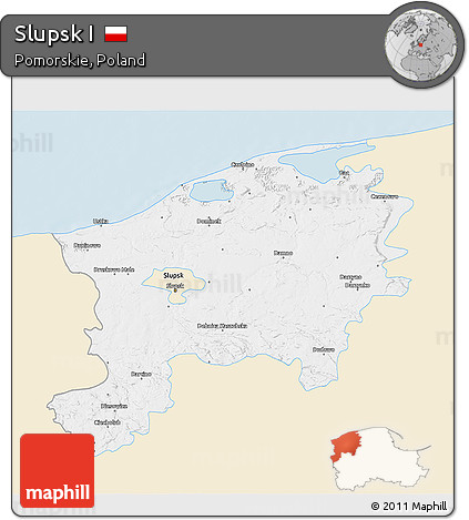 Classic Style 3D Map of Slupsk I, single color outside