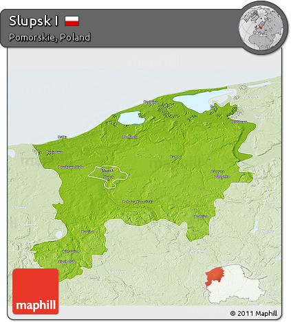 Physical 3D Map of Slupsk I, lighten