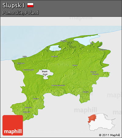 Physical 3D Map of Slupsk I, single color outside