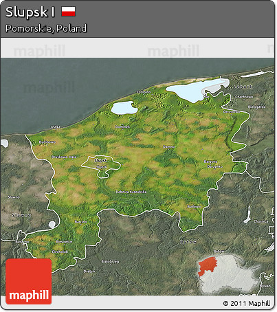 Satellite 3D Map of Slupsk I, semi-desaturated