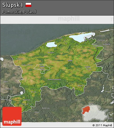 Satellite 3D Map of Slupsk I, semi-desaturated