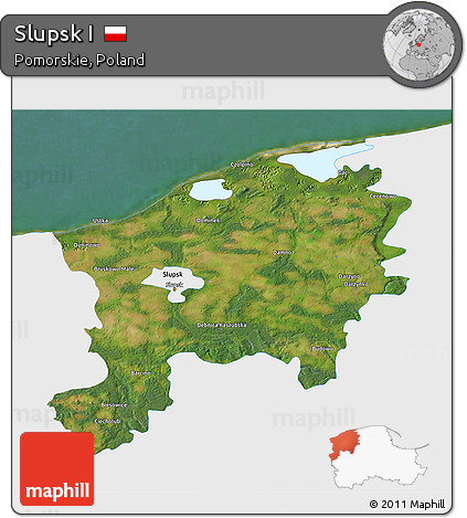 Satellite 3D Map of Slupsk I, single color outside