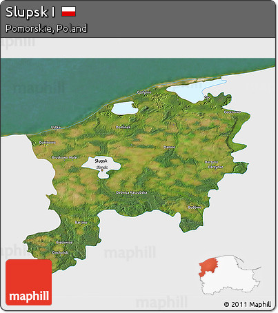 Satellite 3D Map of Slupsk I, single color outside