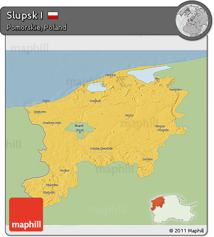 Savanna Style 3D Map of Slupsk I, single color outside
