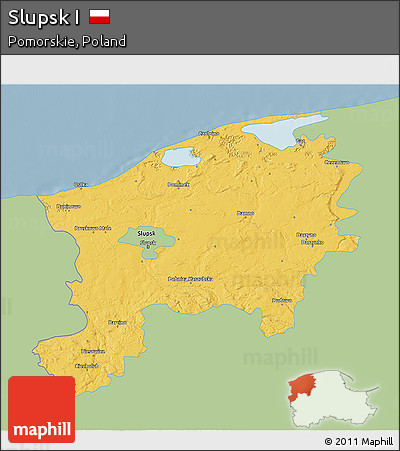 Savanna Style 3D Map of Slupsk I, single color outside