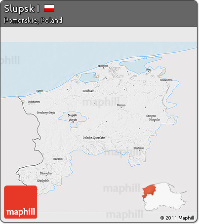 Silver Style 3D Map of Slupsk I, single color outside