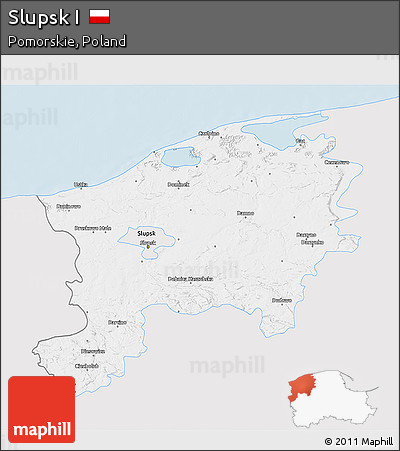 Silver Style 3D Map of Slupsk I, single color outside