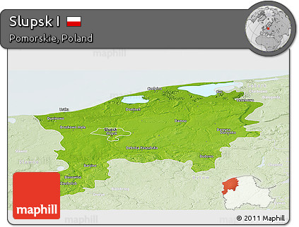 Physical Panoramic Map of Slupsk I, lighten
