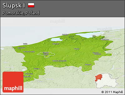 Physical Panoramic Map of Slupsk I, lighten