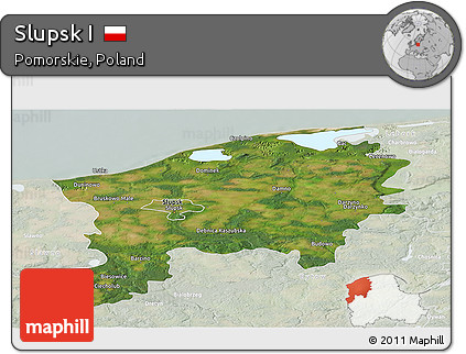 Satellite Panoramic Map of Slupsk I, lighten