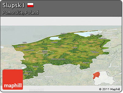 Satellite Panoramic Map of Slupsk I, lighten