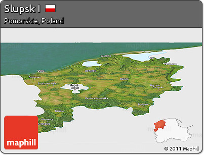 Satellite Panoramic Map of Slupsk I, single color outside