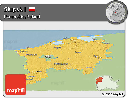 Savanna Style Panoramic Map of Slupsk I, single color outside