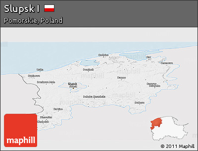 Silver Style Panoramic Map of Slupsk I, single color outside
